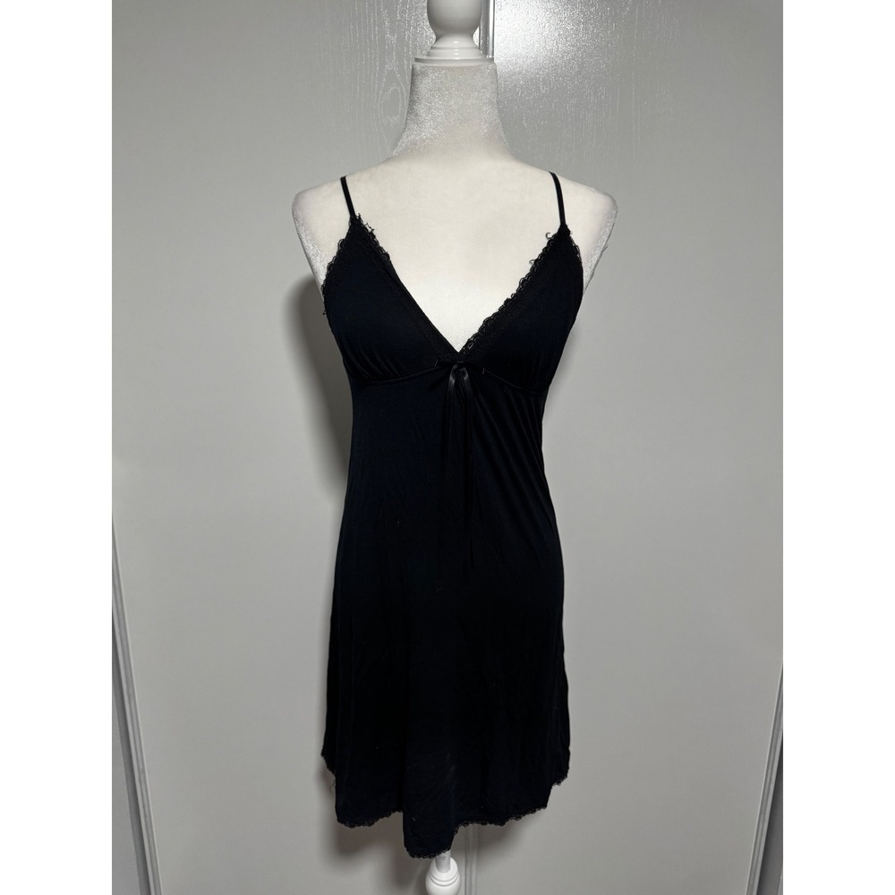 Old Navy‎ Intimates Black Lace Trim V Neck Cami Slip Dress Size Medium